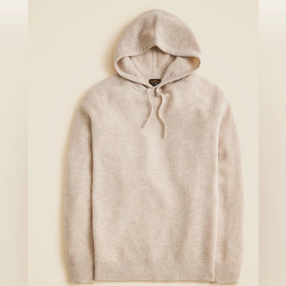 J. Crew Beige Cashmere Waffle Knit Hoodie